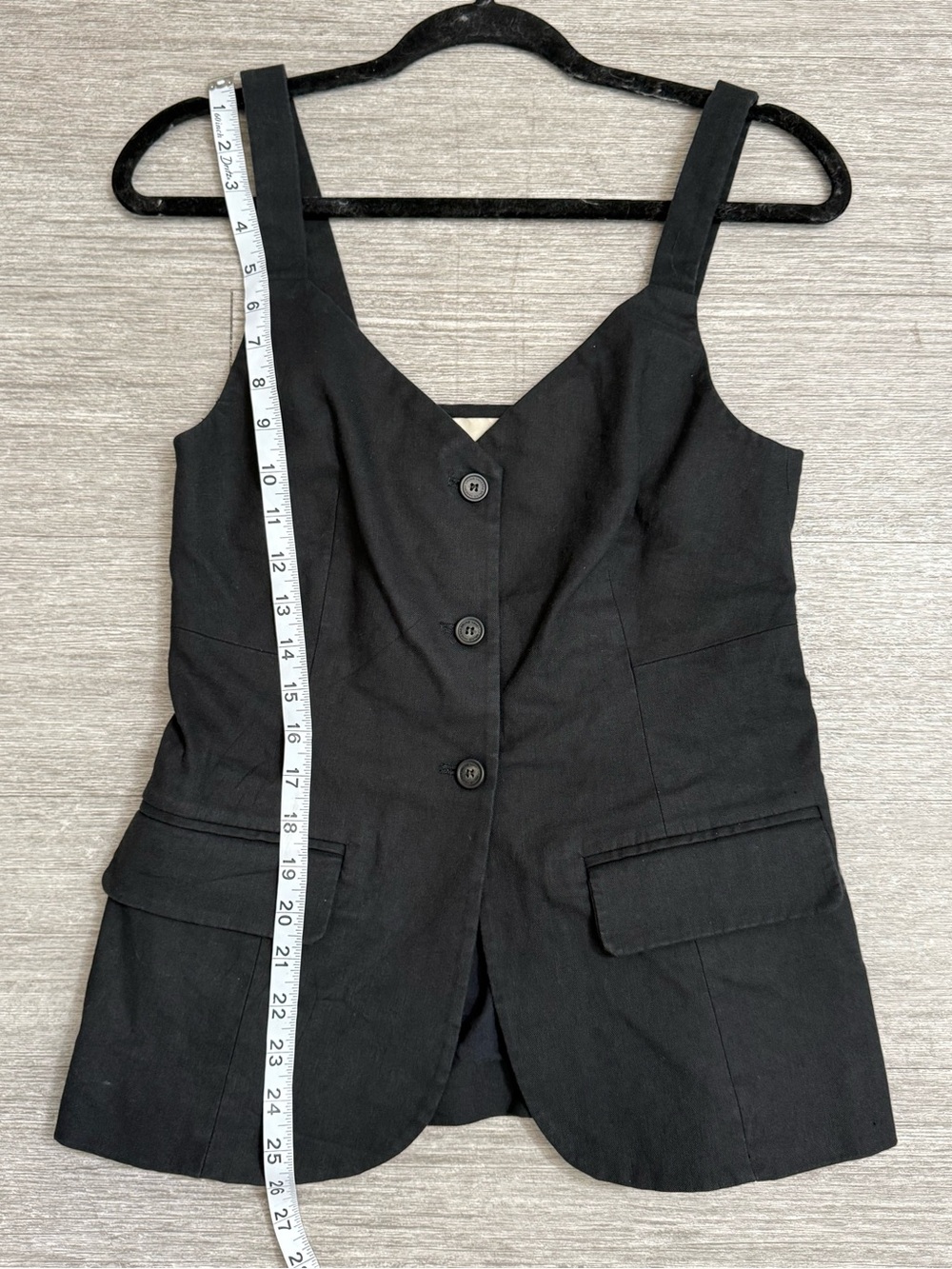 Vanessa Bruno Elia Button Front Linen Blend Vest Top Black Size 36 / US 4 - Picture 4 of 8